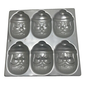 Vtg 80s Wilton 1983 Santa Claus Face Head Mini Cake Mold Pan Christmas‎ St Nick